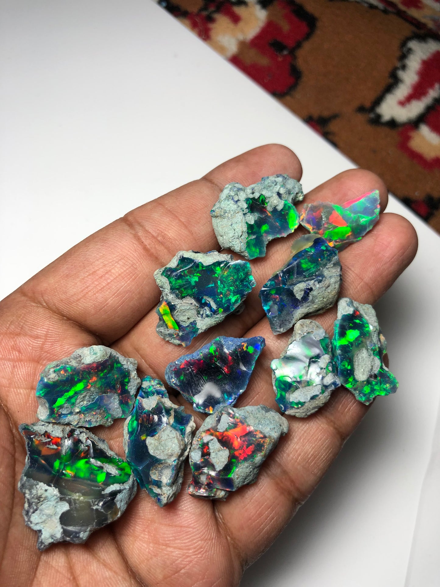 Our Favorite! Large Premium Black Ethiopian Opal Rough Lot – 10 Pieces / 100 Carats – Ready for Cutting & Jewelry!