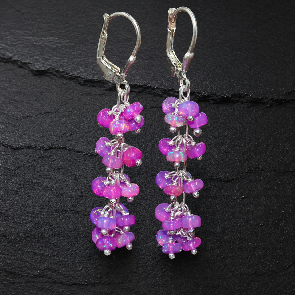 Natural Pink Ethiopian Opal Earrings – 925 Sterling Silver or 14K Gold Filled Dangle Earrings
