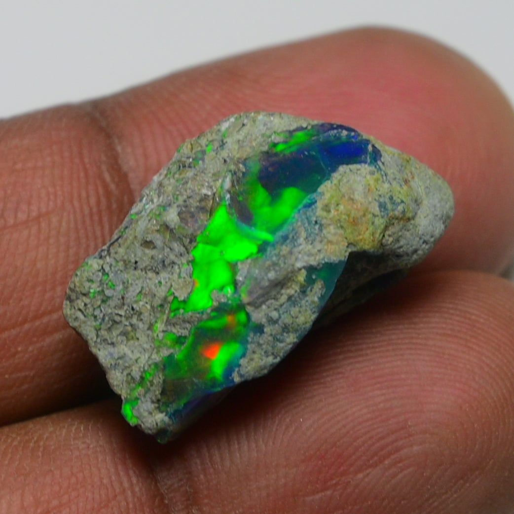 Black Opal 14.70 Carats | Natural Black Ethiopian Opal Rough - Ready for Cutting & Jewelry!