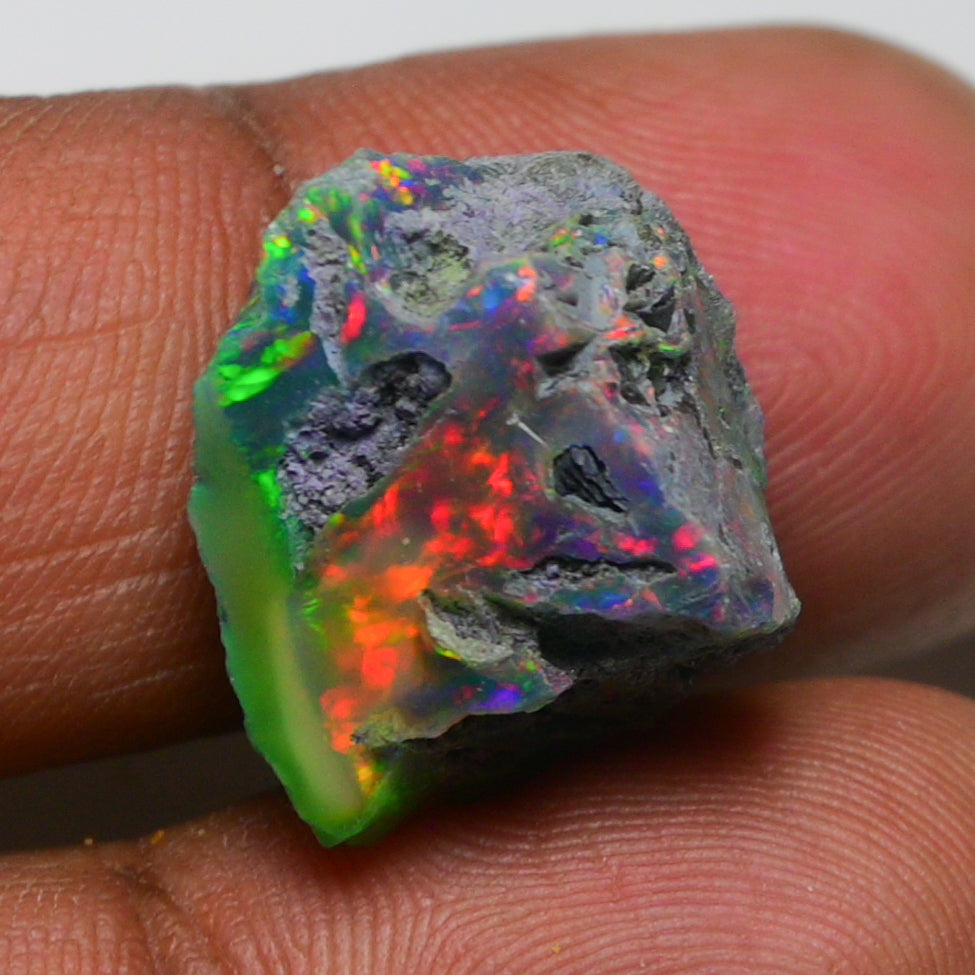 Black Opal 10.90 Carats | Natural Black Ethiopian Opal Rough - Ready for Cutting & Jewelry!