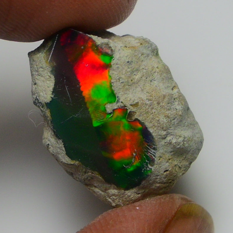 Black Opal Weight: 16.60 Carats | Natural Black Ethiopian Opal Rough - Ready for Cutting & Jewelry