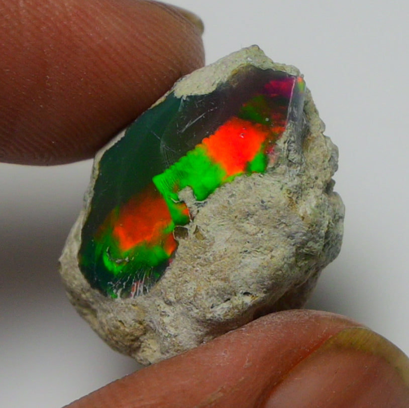 Black Opal Weight: 16.60 Carats | Natural Black Ethiopian Opal Rough - Ready for Cutting & Jewelry