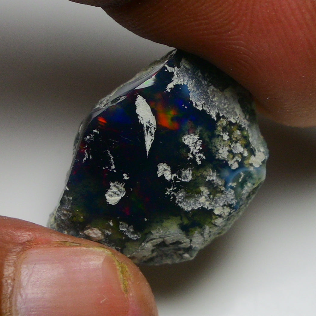 Black Opal 13.65 Carats | Natural Black Ethiopian Opal Rough - Ready for Cutting & Jewelry!