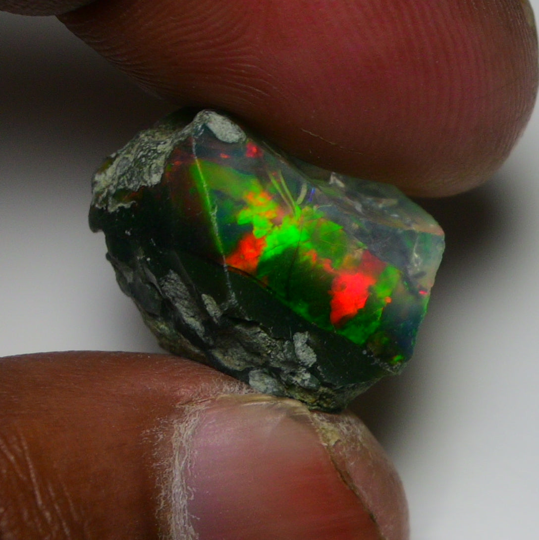 Black Opal 16.55Carats | Natural Black Ethiopian Opal Rough - Ready for Cutting & Jewelry