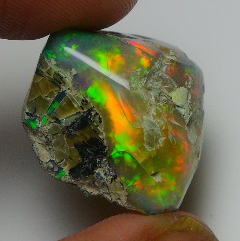 Black Opal Weight: 20.00 Carats | Natural Black Ethiopian Opal Rough - Ready for Cutting & Jewelry