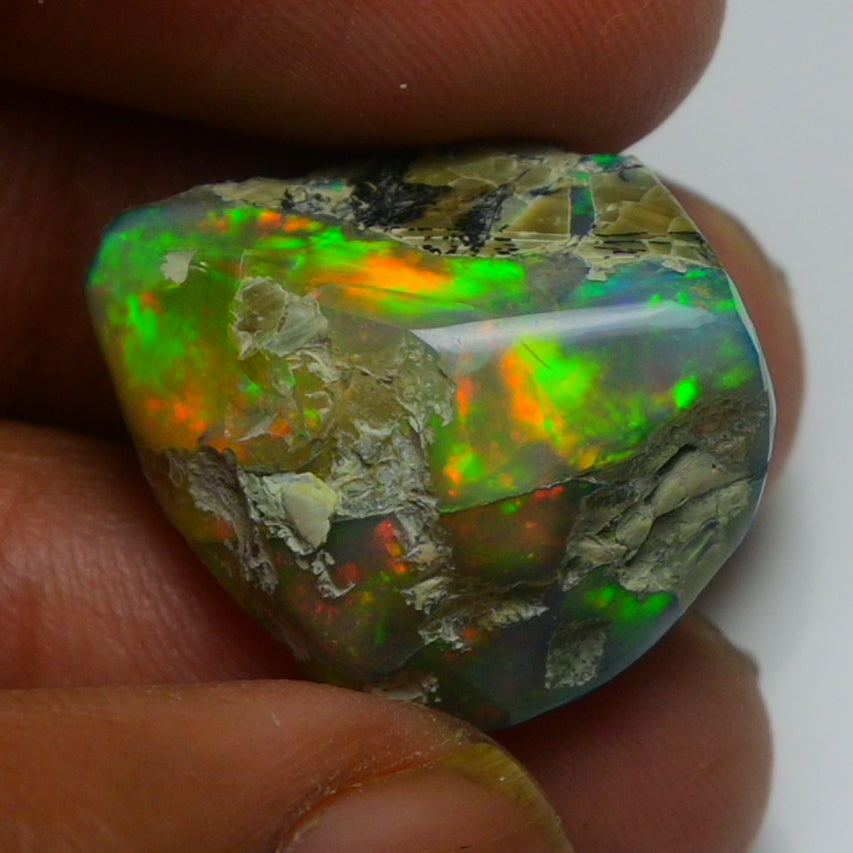 Black Opal Weight: 20.00 Carats | Natural Black Ethiopian Opal Rough - Ready for Cutting & Jewelry