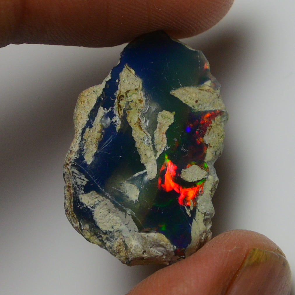 Black Opal Weight: 10.35 Carats | Natural Black Ethiopian Opal Rough - Ready for Cutting & Jewelry