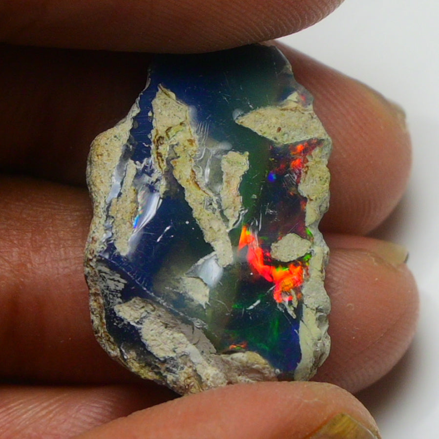 Black Opal Weight: 10.35 Carats | Natural Black Ethiopian Opal Rough - Ready for Cutting & Jewelry