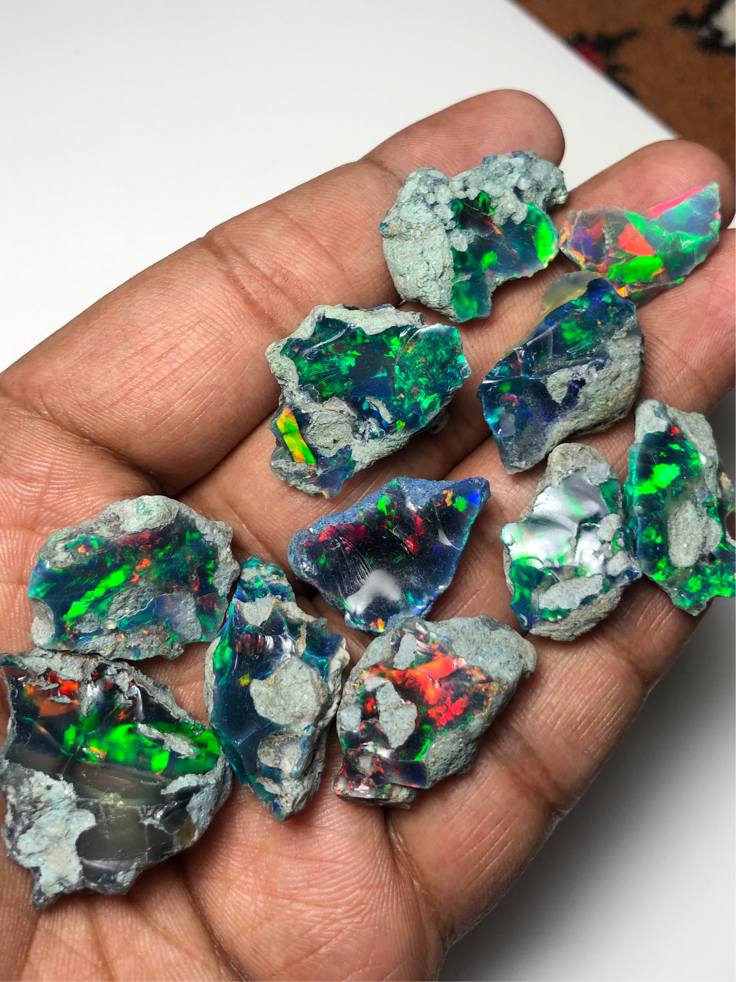 Our Favorite! Large Premium Black Ethiopian Opal Rough Lot – 10 Pieces / 100 Carats – Ready for Cutting & Jewelry!
