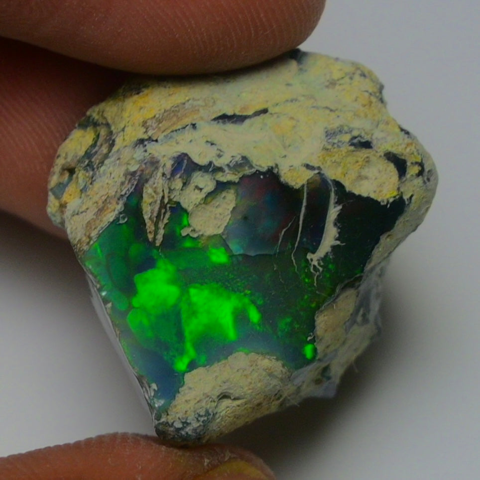 Black Opal 20.40 Carats | Natural Black Ethiopian Opal Rough - Ready for Cutting & Jewelry!