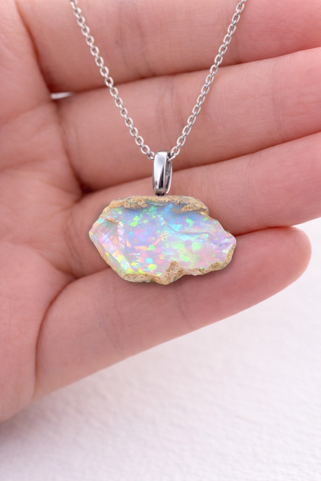 Natural Ethiopian Welo Opal Necklace in Sterling Silver or 14K Gold Filled