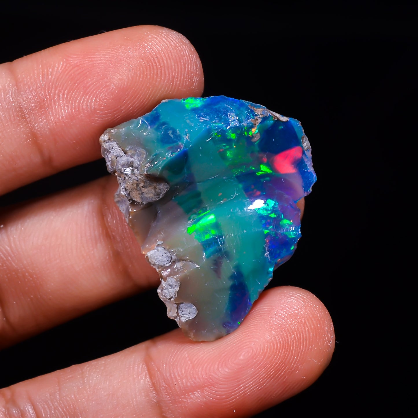 Rare Black Opal 13.00 Carats | Natural Black Ethiopian Opal Rough - Ready for Cutting & Jewelry