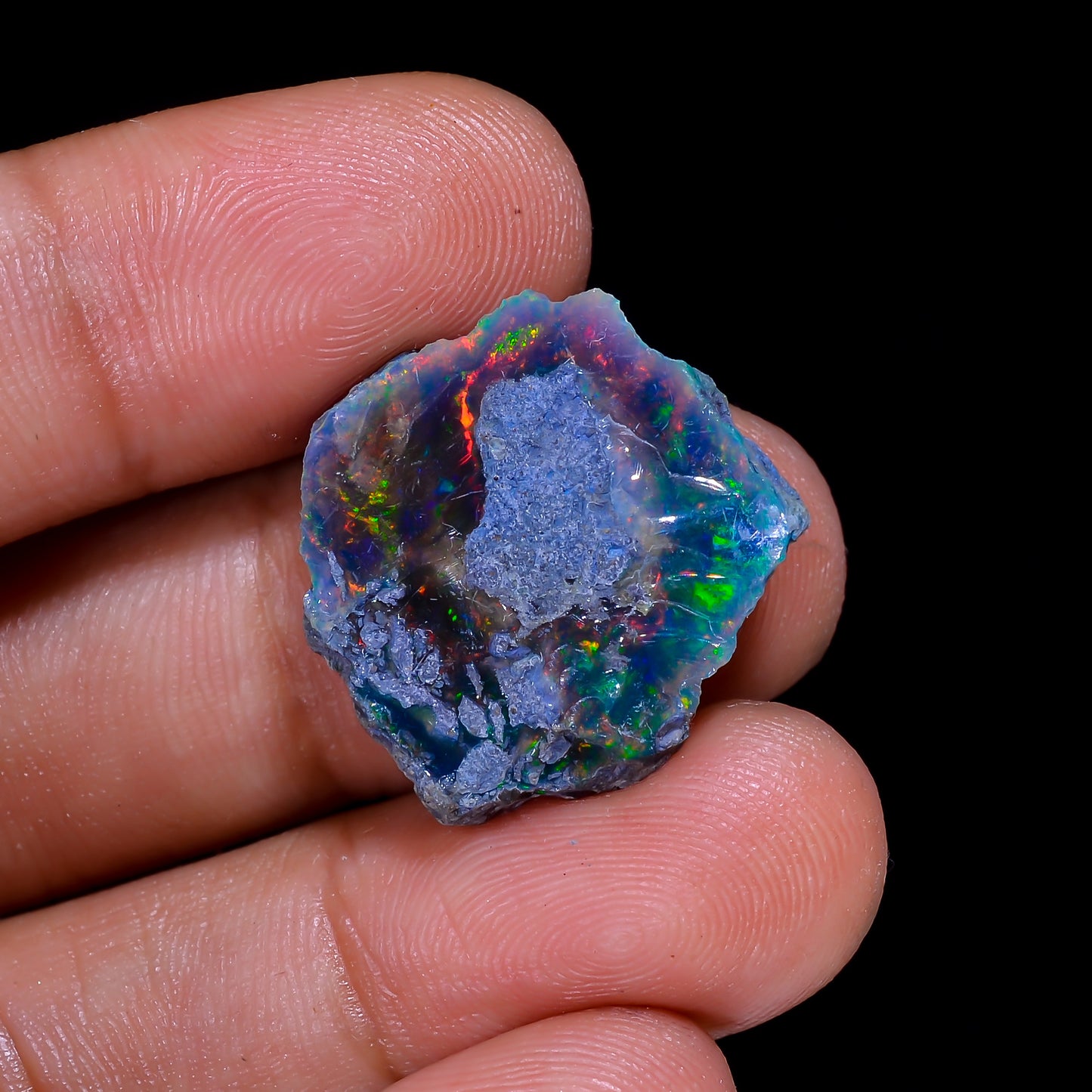 Rare Black Opal 10.00 Carats | Natural Black Ethiopian Opal Rough - Ready for Cutting & Jewelry