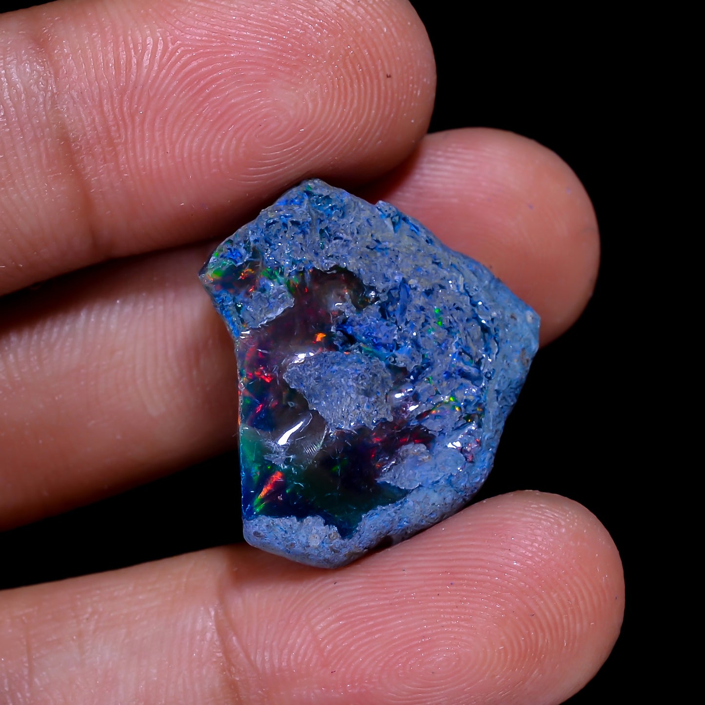 Rare Black Opal 9.00 Carats | Natural Black Ethiopian Opal Rough - Ready for Cutting & Jewelry