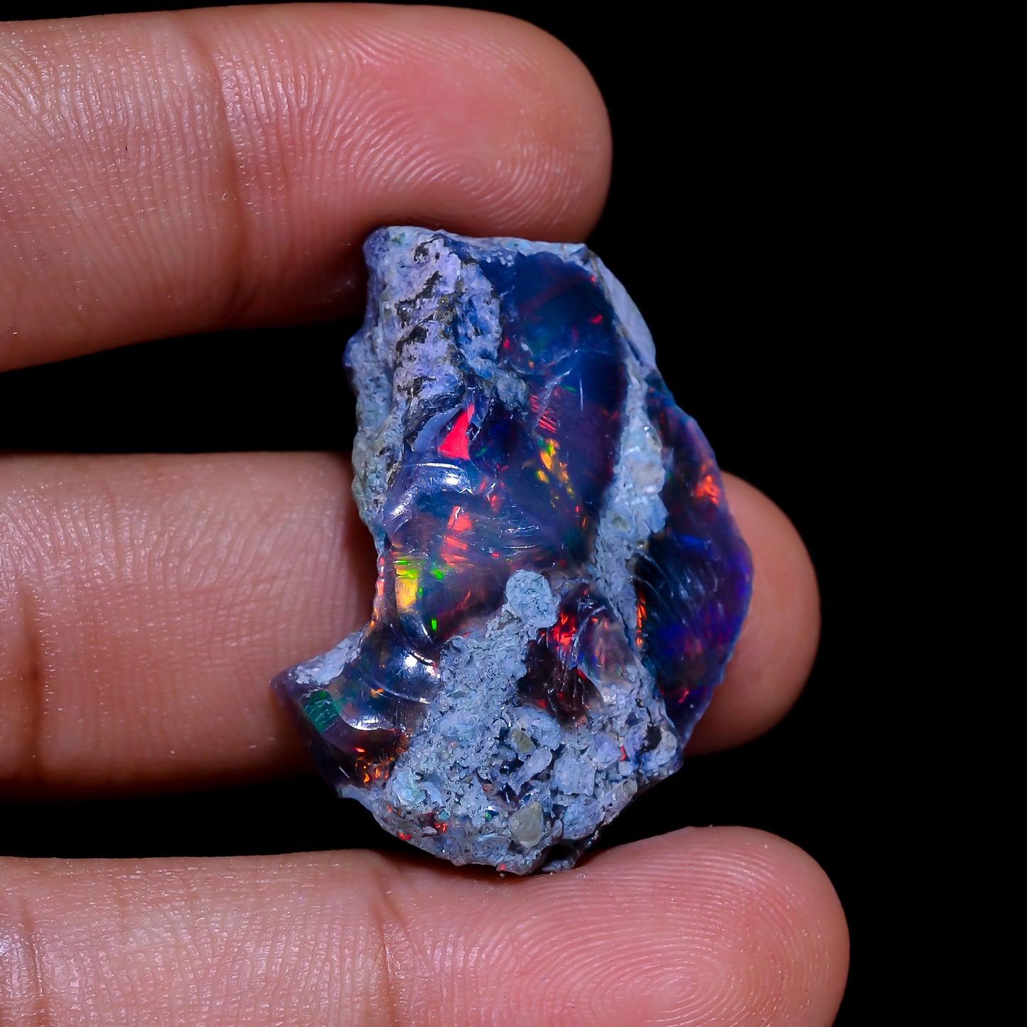 Rare Black Opal 19.5 Carats | Natural Black Ethiopian Opal Rough - Ready for Cutting & Jewelry