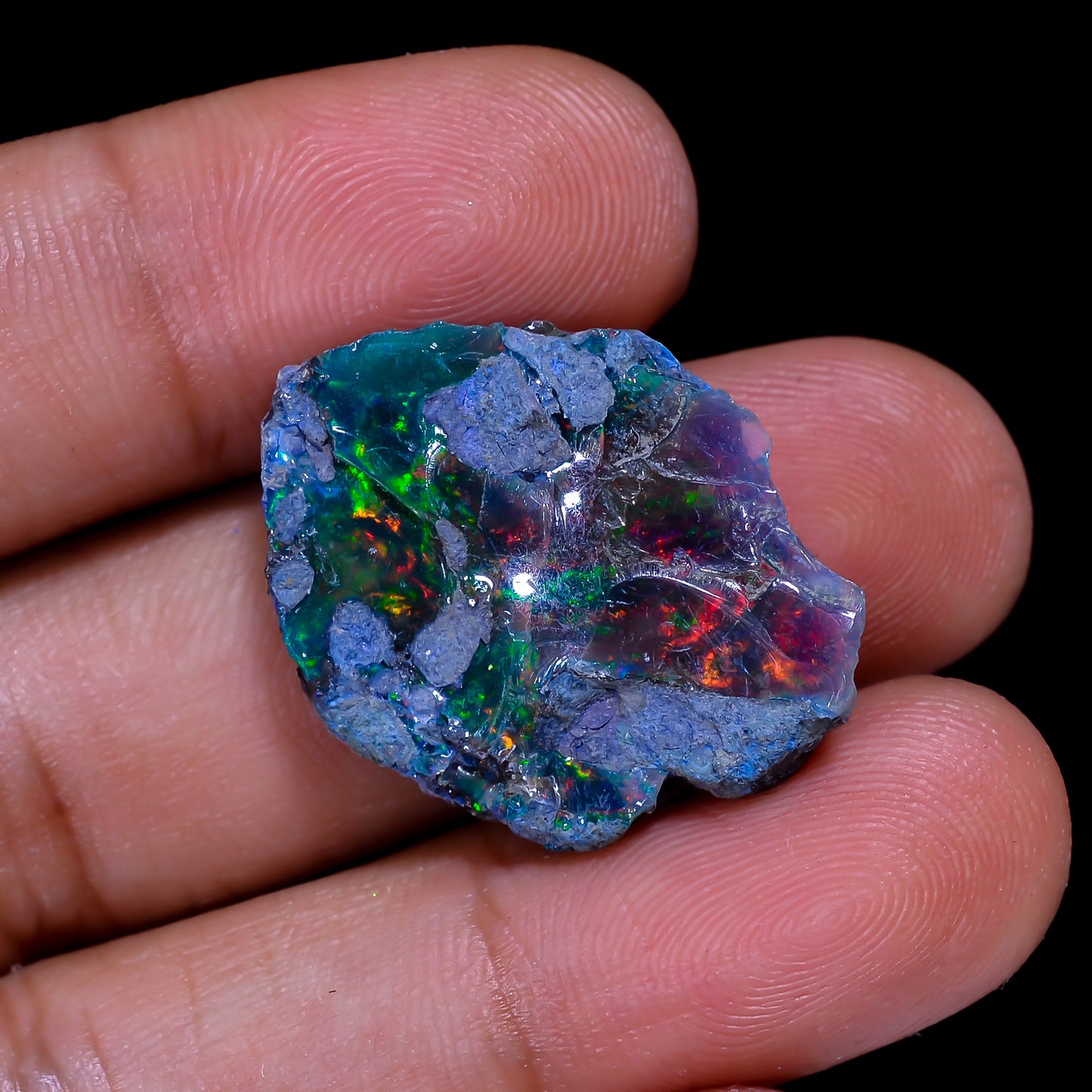 Rare Black Opal 13.00 Carats | Natural Black Ethiopian Opal Rough - Ready for Cutting & Jewelry