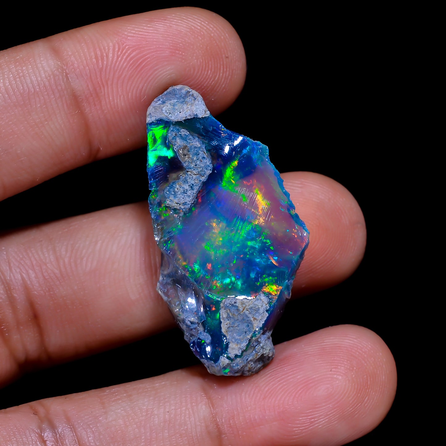 Rare Black Opal 13.5 Carats | Natural Black Ethiopian Opal Rough - Ready for Cutting & Jewelry