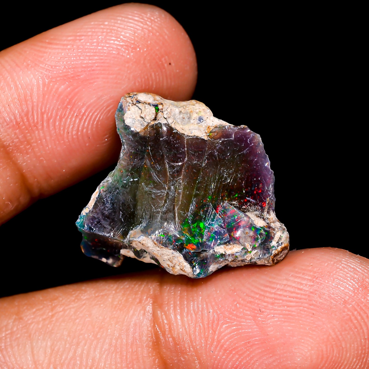 Black Opal 9.5 Carats | Natural Black Ethiopian Opal Rough - Ready for Cutting & Jewelry