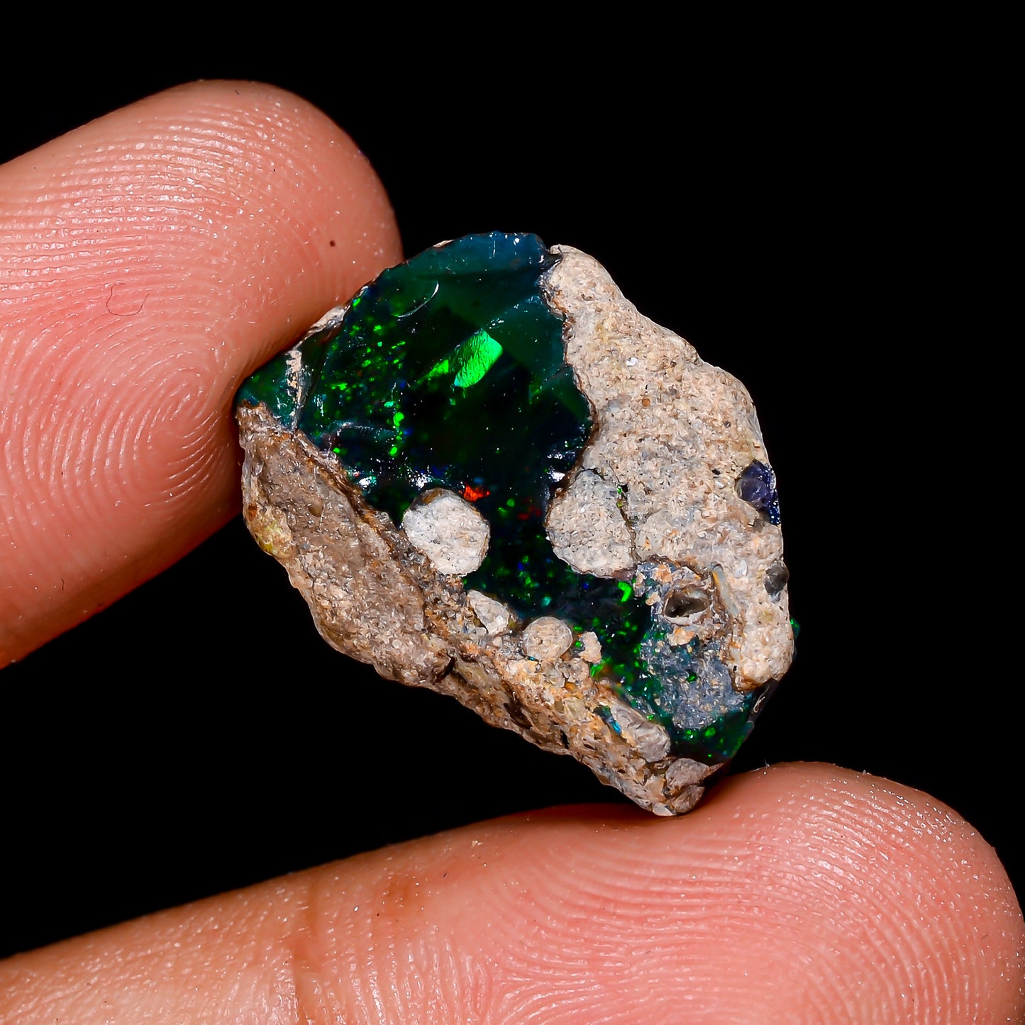 Black Opal 11.00 Carats | Natural Black Ethiopian Opal Rough - Ready for Cutting & Jewelry