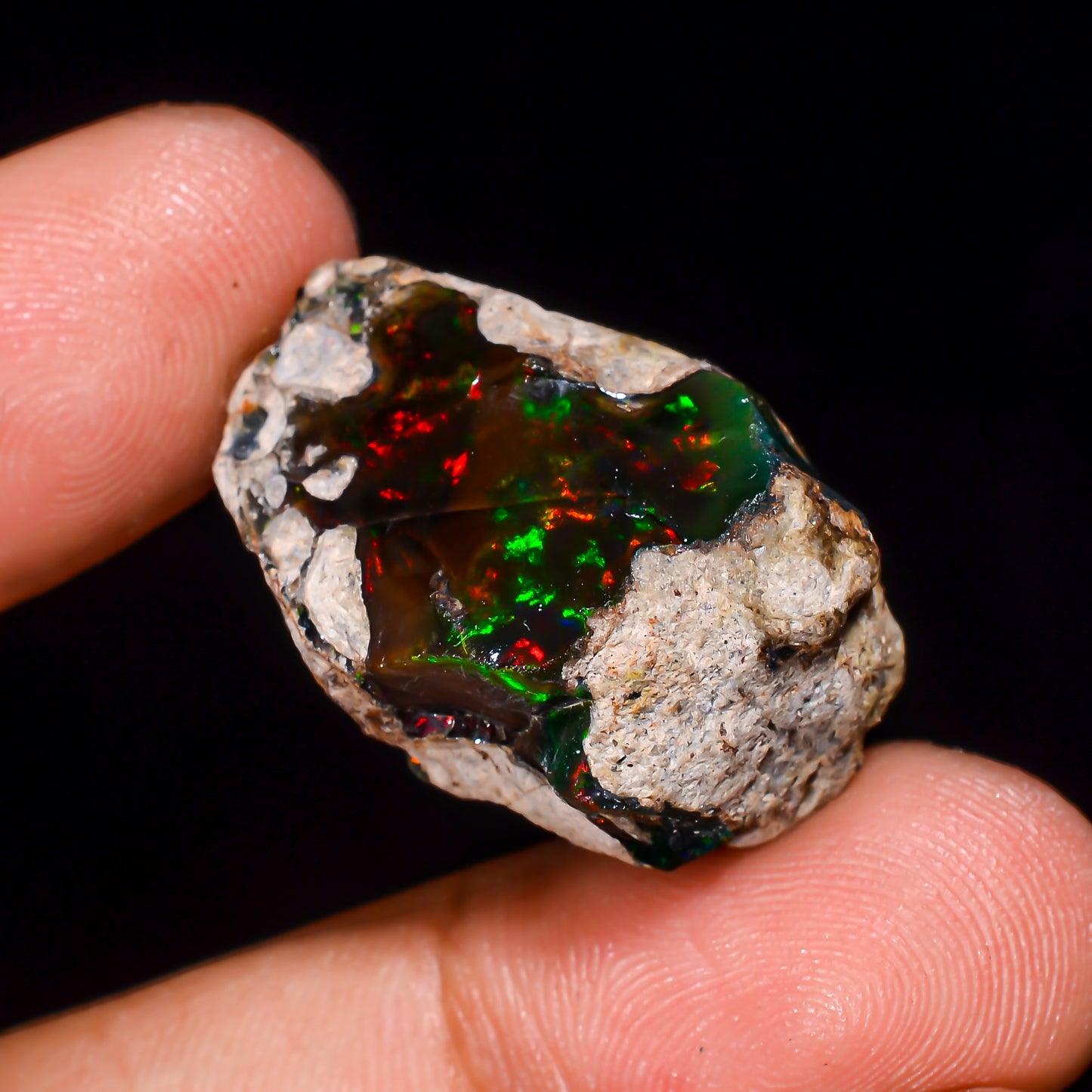 Black Opal 26.5 Carats | Natural Black Ethiopian Opal Rough - Ready for Cutting & Jewelry