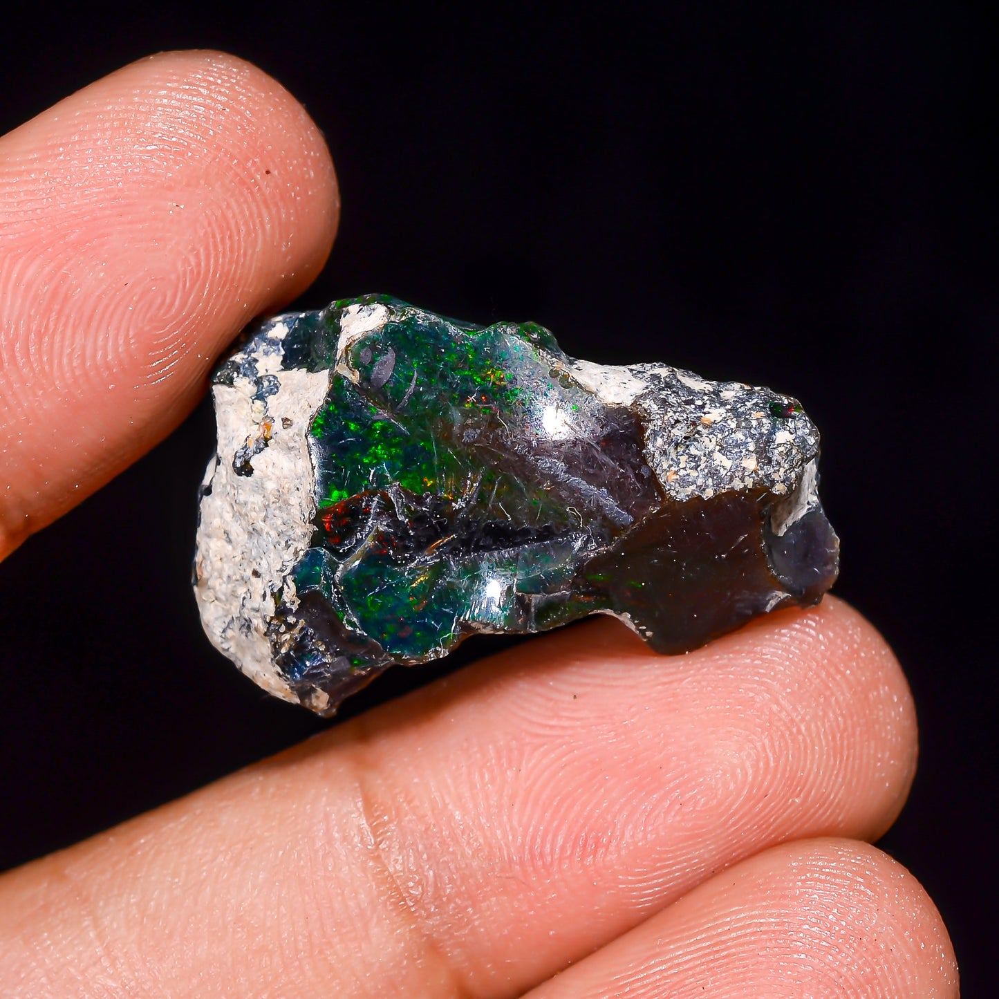 Black Opal 19.00 Carats | Natural Black Ethiopian Opal Rough - Ready for Cutting & Jewelry