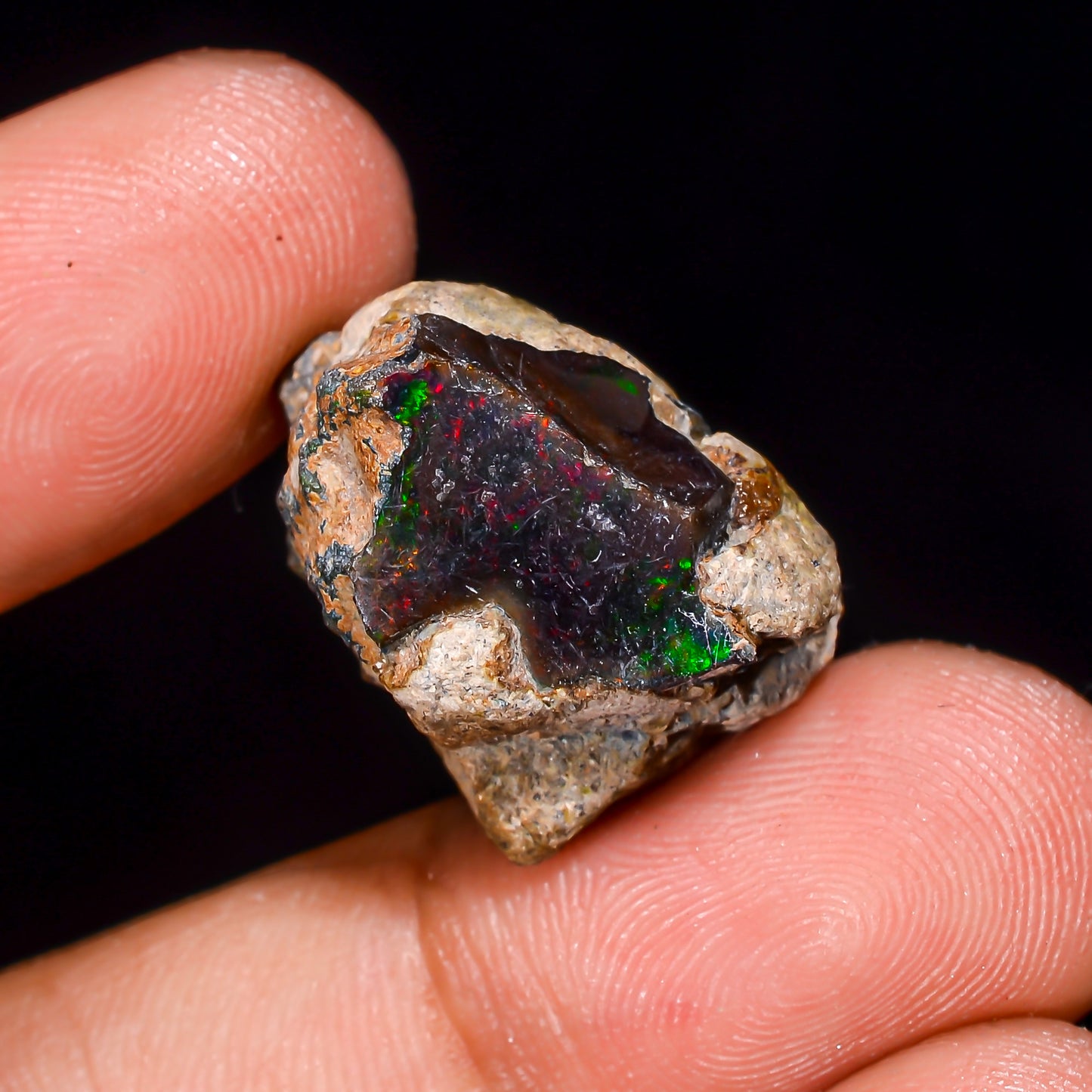 Black Opal 16.00 Carats | Natural Black Ethiopian Opal Rough - Ready for Cutting & Jewelry