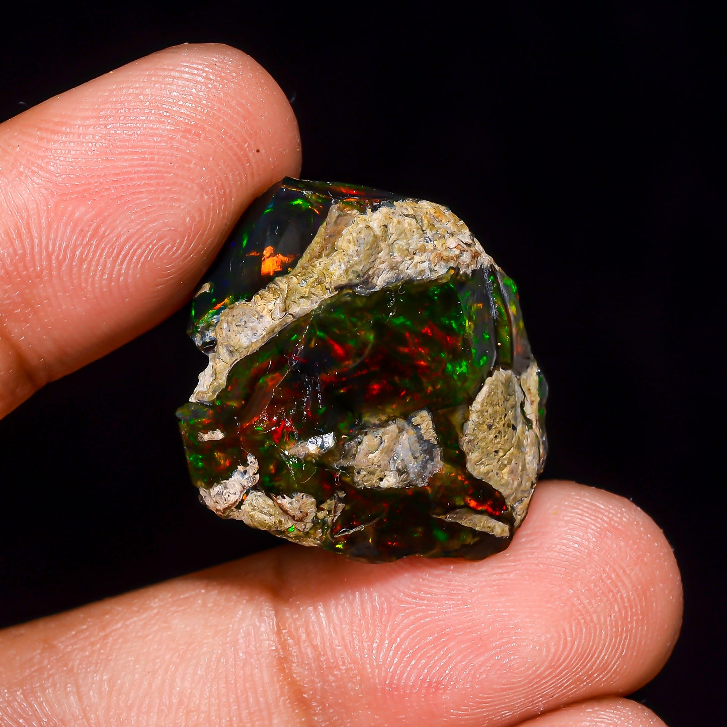 Black Opal 22.5 Carats | Natural Black Ethiopian Opal Rough - Ready for Cutting & Jewelry