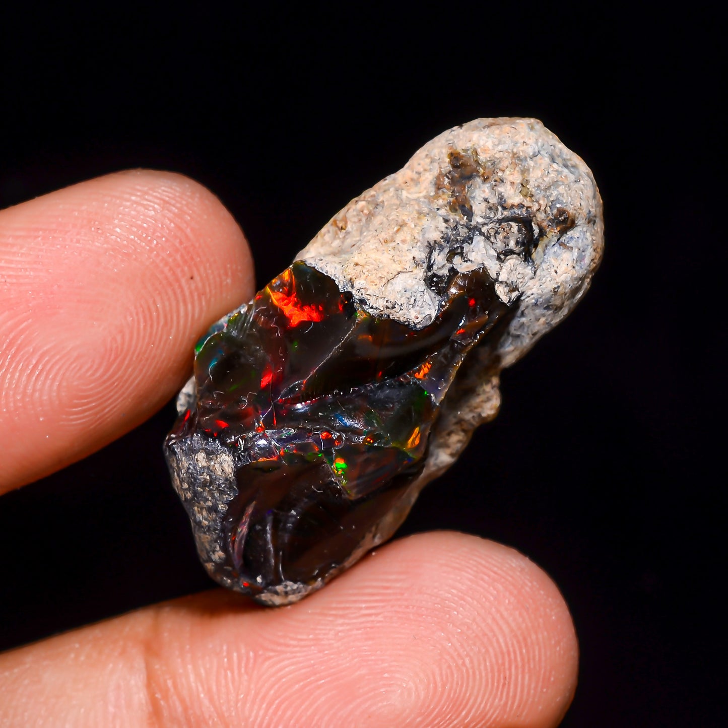 Black Opal 28.00 Carats | Natural Black Ethiopian Opal Rough - Ready for Cutting & Jewelry