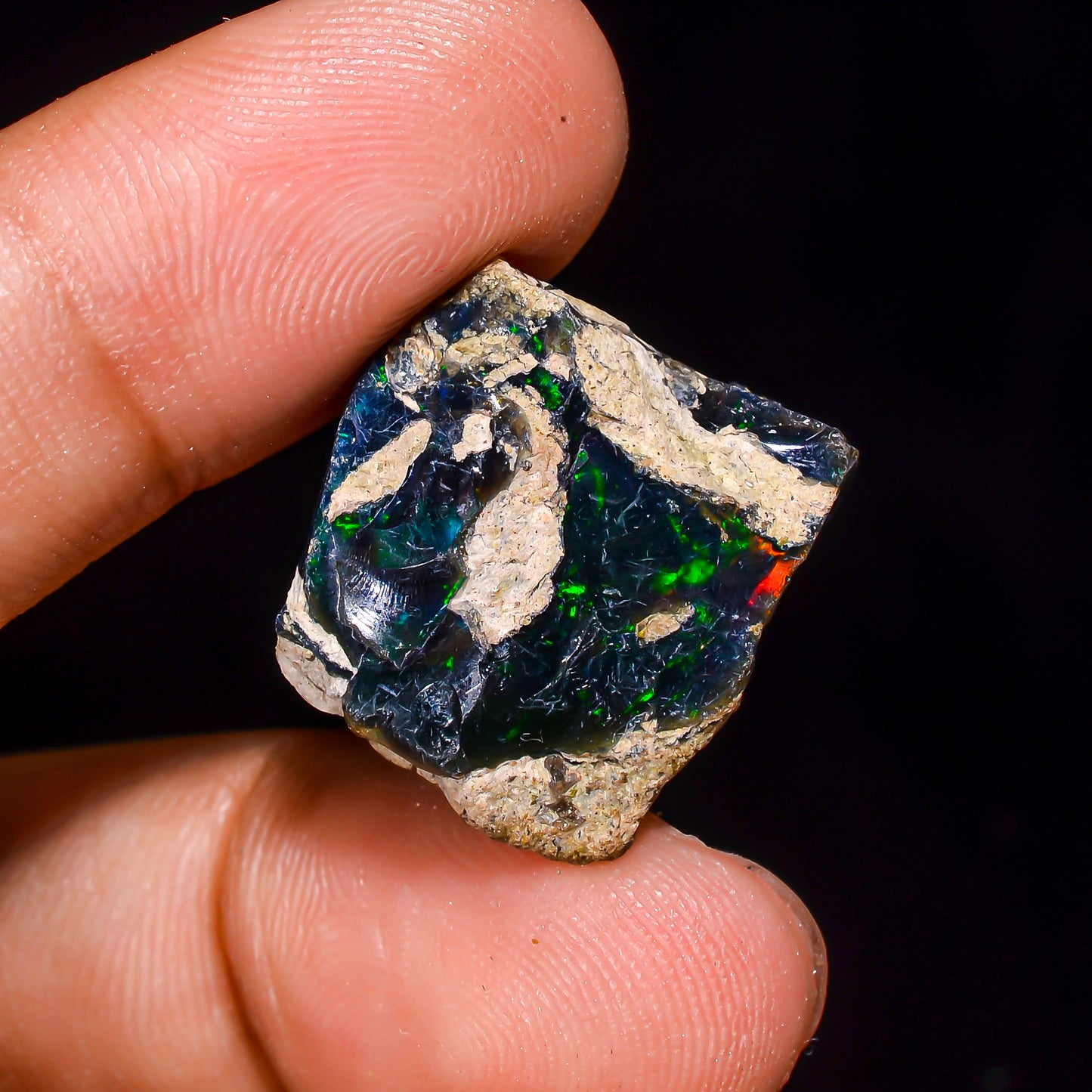 Black Opal 11.5 Carats | Natural Black Ethiopian Opal Rough - Ready for Cutting & Jewelry
