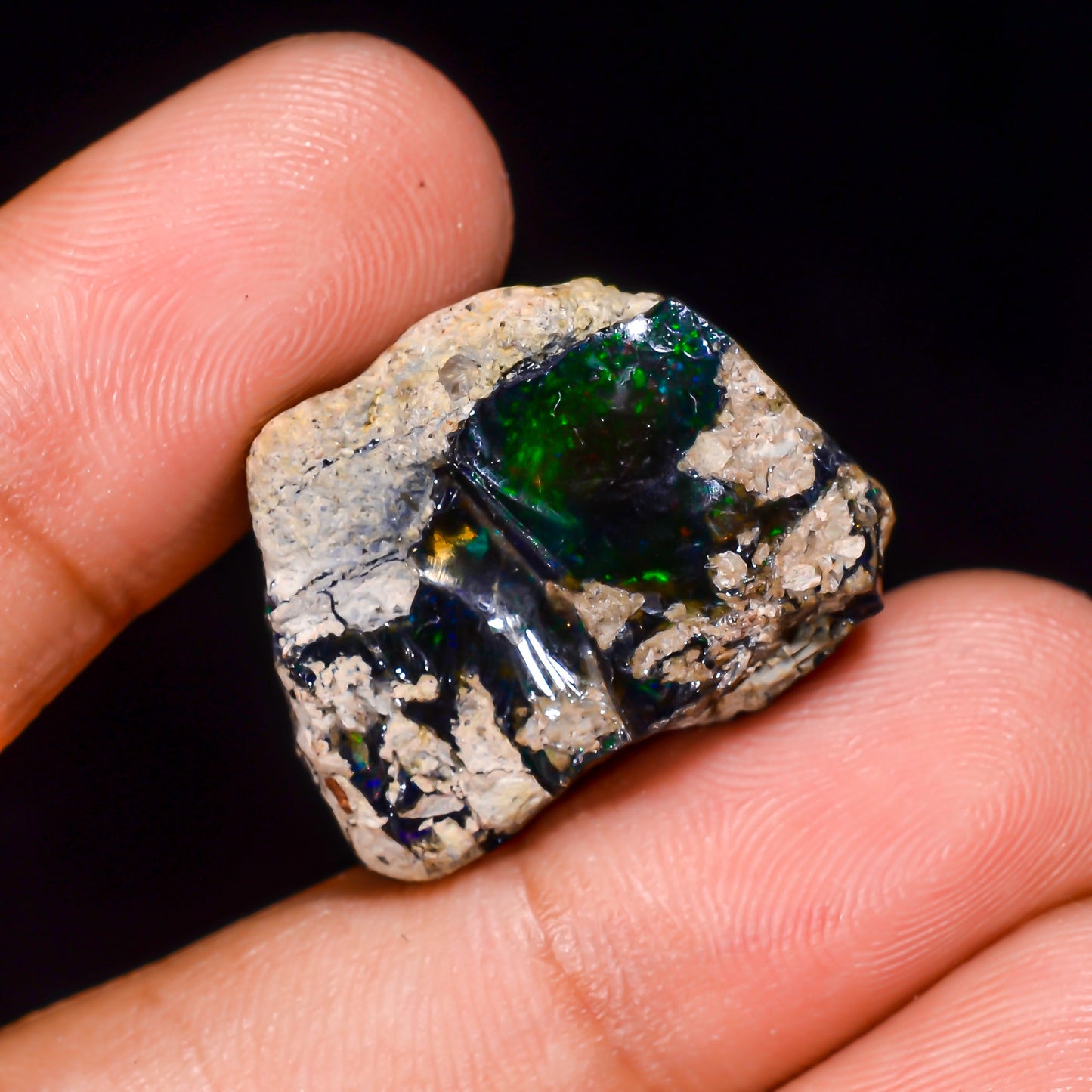 Black Opal 23.00 Carats | Natural Black Ethiopian Opal Rough - Ready for Cutting & Jewelry