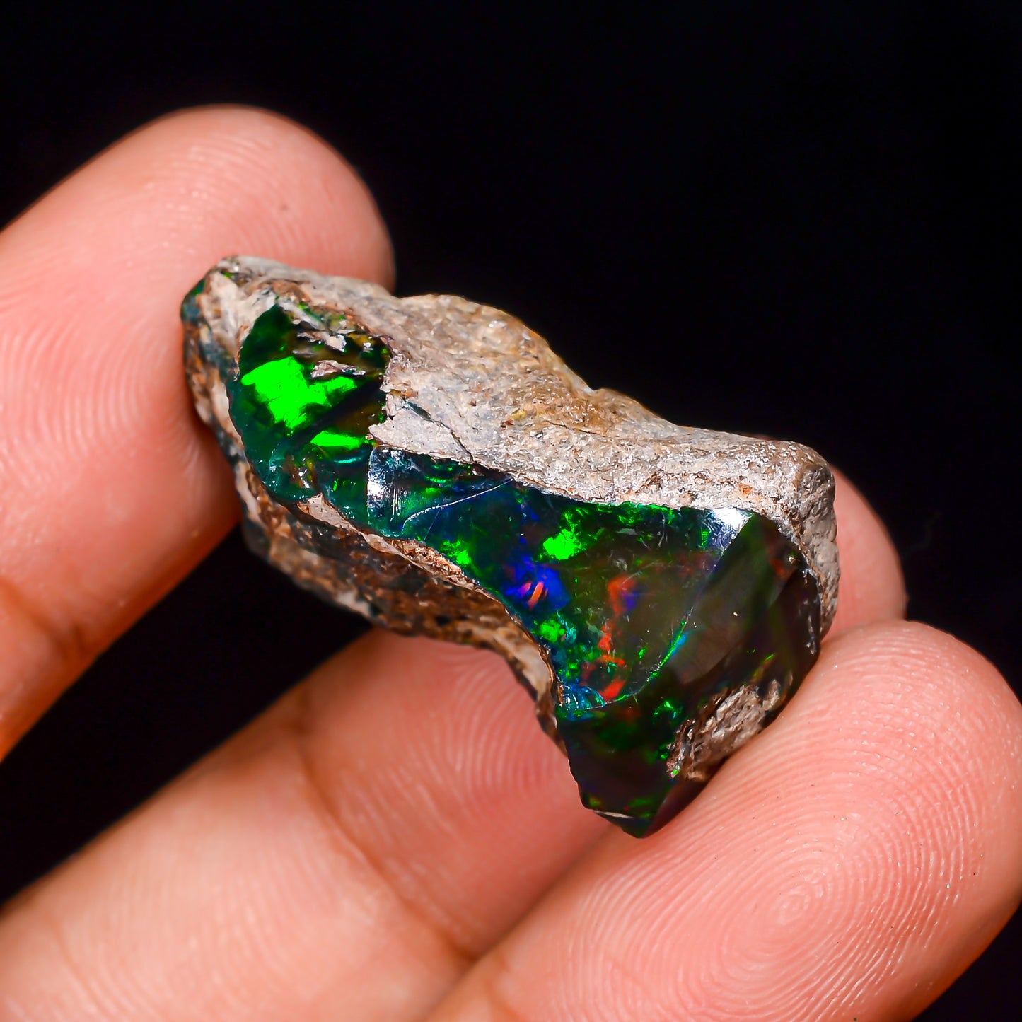 Black Opal 22.00 Carats | Natural Black Ethiopian Opal Rough - Ready for Cutting & Jewelry