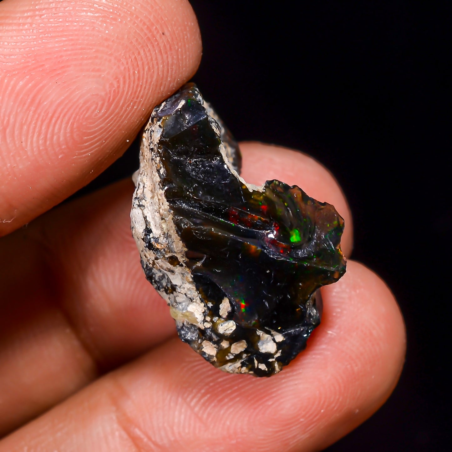 Black Opal 14.00 Carats | Natural Black Ethiopian Opal Rough - Ready for Cutting & Jewelry