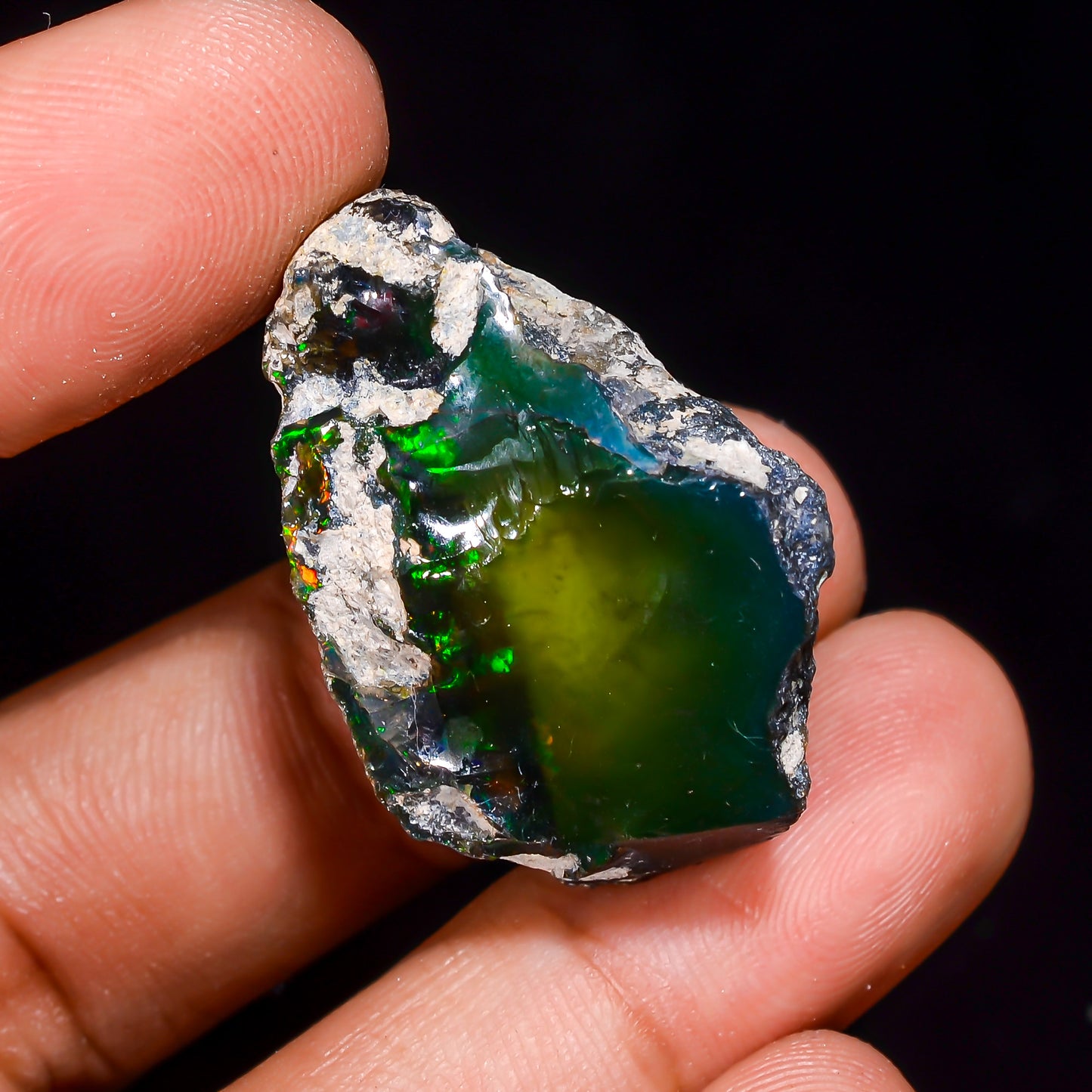 Black Opal 33.00 Carats | Natural Black Ethiopian Opal Rough - Ready for Cutting & Jewelry