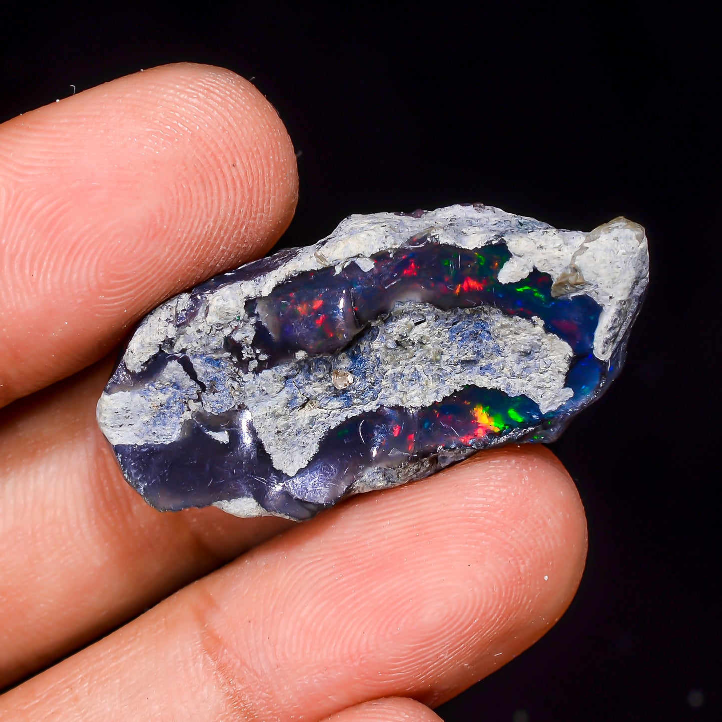 Black Opal 19.00 Carats | Natural Black Ethiopian Opal Rough - Ready for Cutting & Jewelry