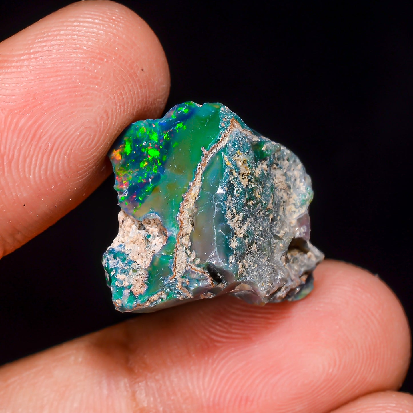 Black Opal 13.00 Carats | Natural Black Ethiopian Opal Rough - Ready for Cutting & Jewelry