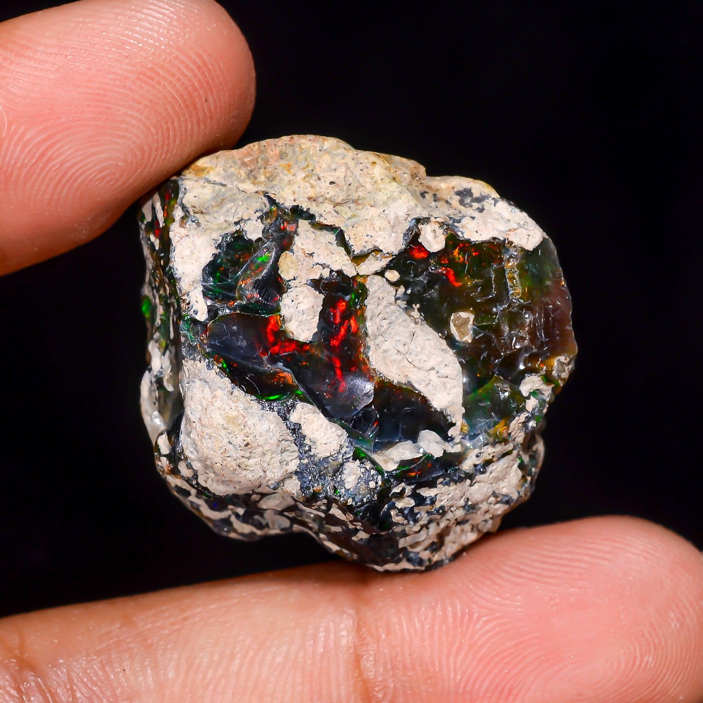 Black Opal 37.5 Carats | Natural Black Ethiopian Opal Rough - Ready for Cutting & Jewelry