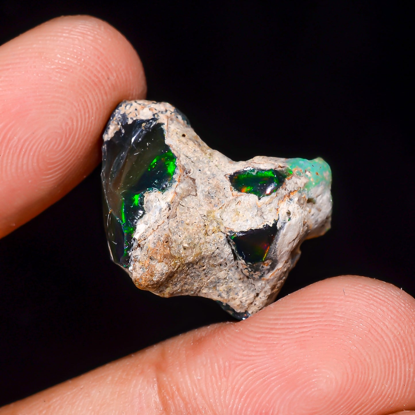 Black Opal 20.00 Carats | Natural Black Ethiopian Opal Rough - Ready for Cutting & Jewelry