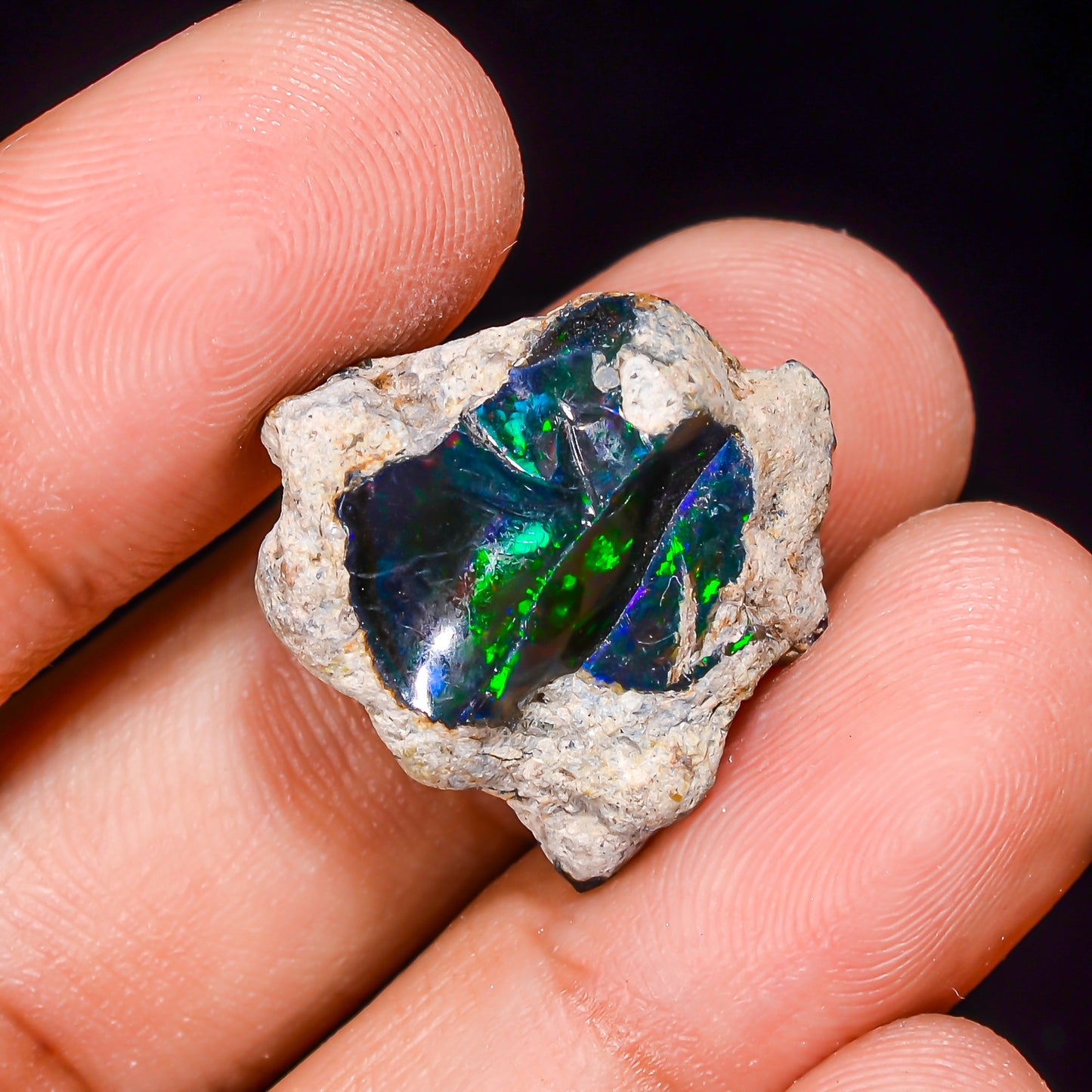 Black Opal 11.5 Carats | Natural Black Ethiopian Opal Rough - Ready for Cutting & Jewelry