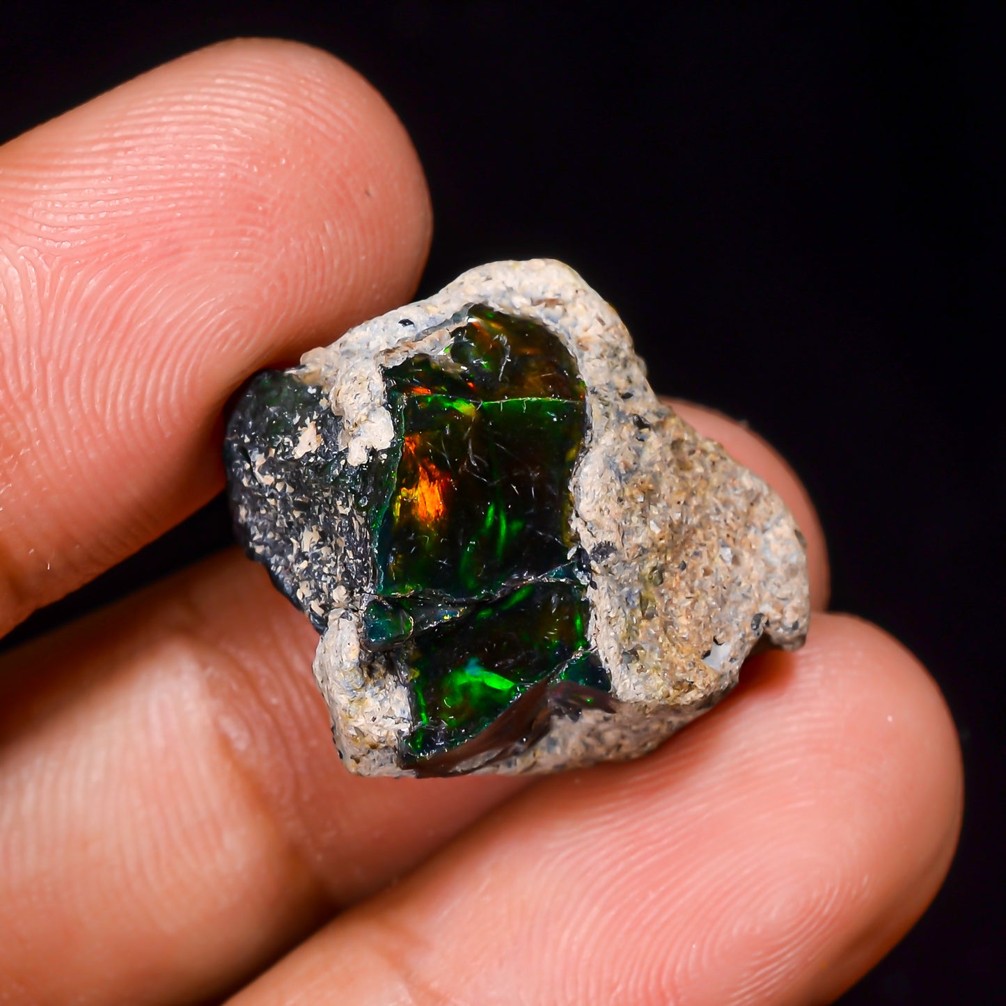 Black Opal 15.5 Carats | Natural Black Ethiopian Opal Rough - Ready for Cutting & Jewelry