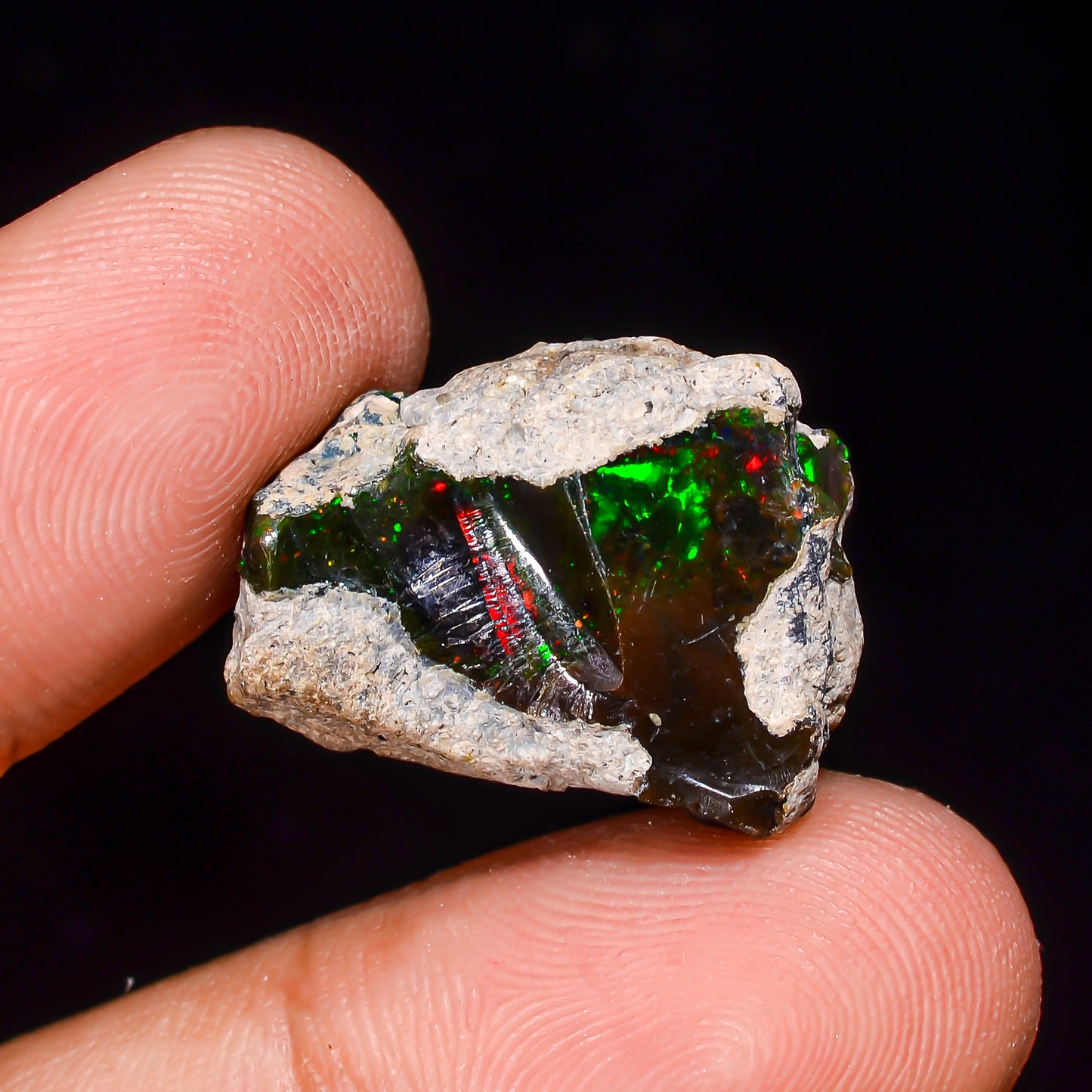 Black Opal 13.00 Carats | Natural Black Ethiopian Opal Rough - Ready for Cutting & Jewelry