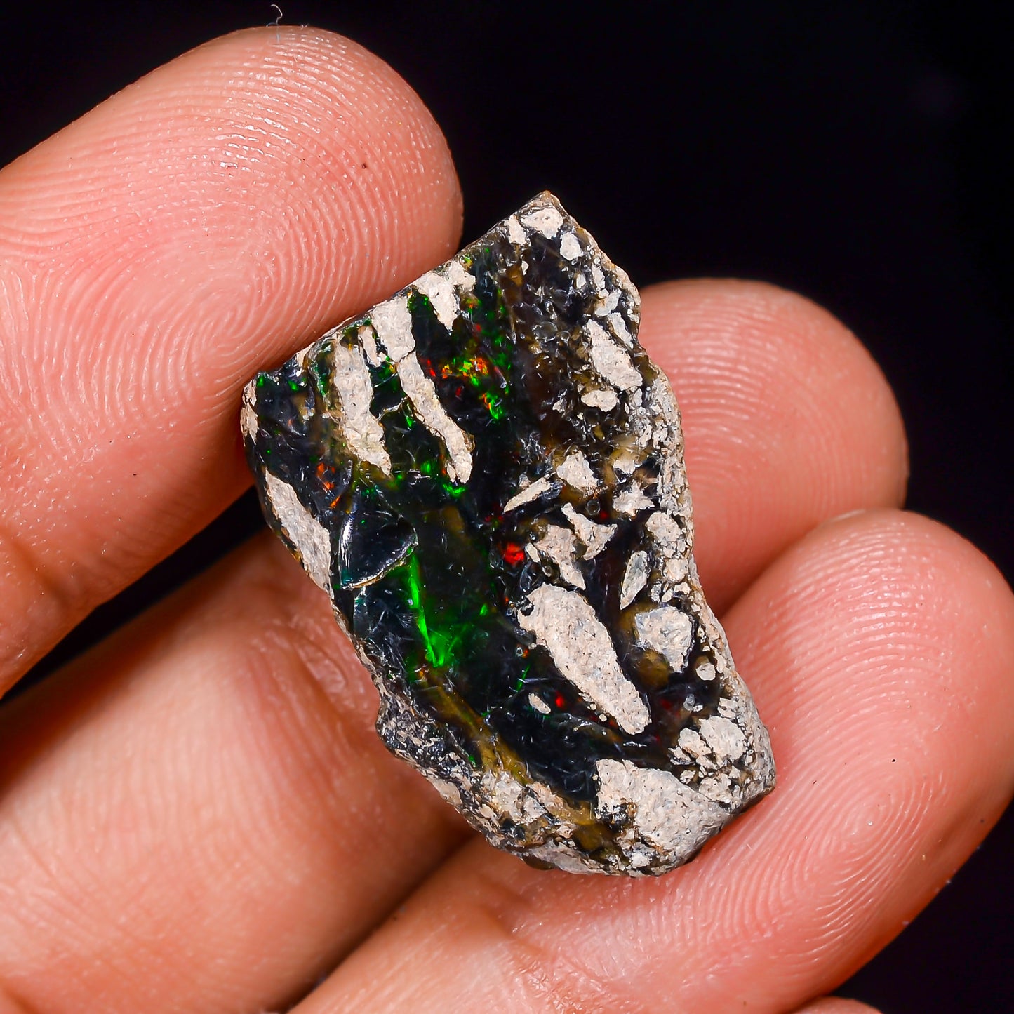 Black Opal 13.00 Carats | Natural Black Ethiopian Opal Rough - Ready for Cutting & Jewelry