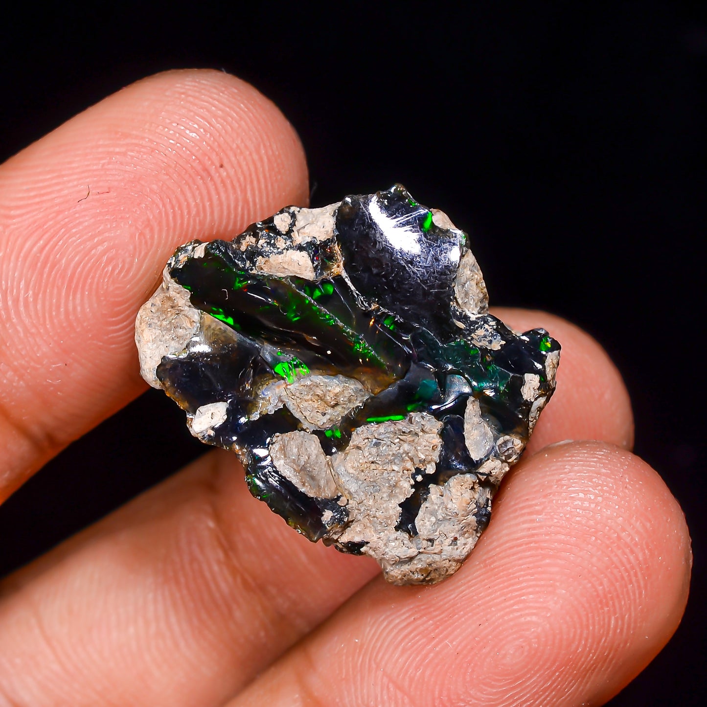 Black Opal 15.5 Carats | Natural Black Ethiopian Opal Rough - Ready for Cutting & Jewelry