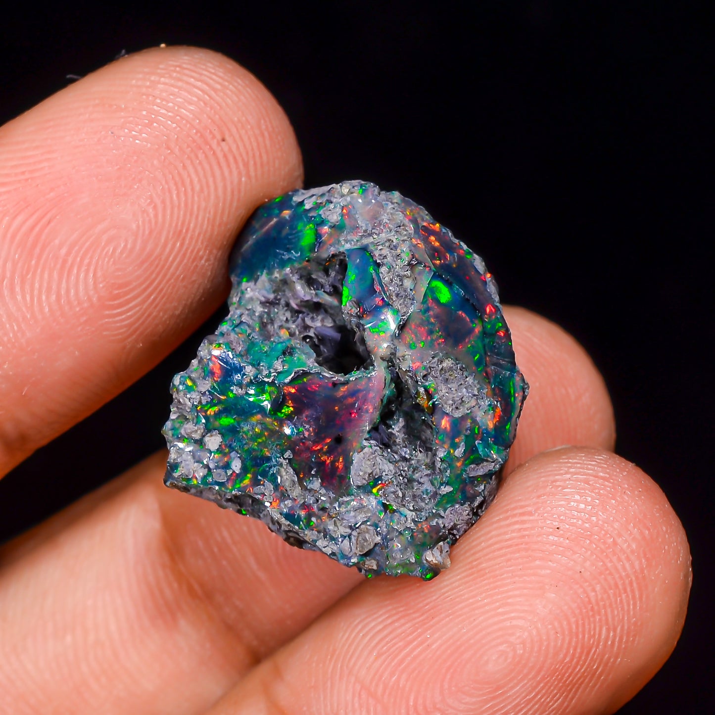 Black Opal 10.5 Carats | Natural Black Ethiopian Opal Rough - Ready for Cutting & Jewelry