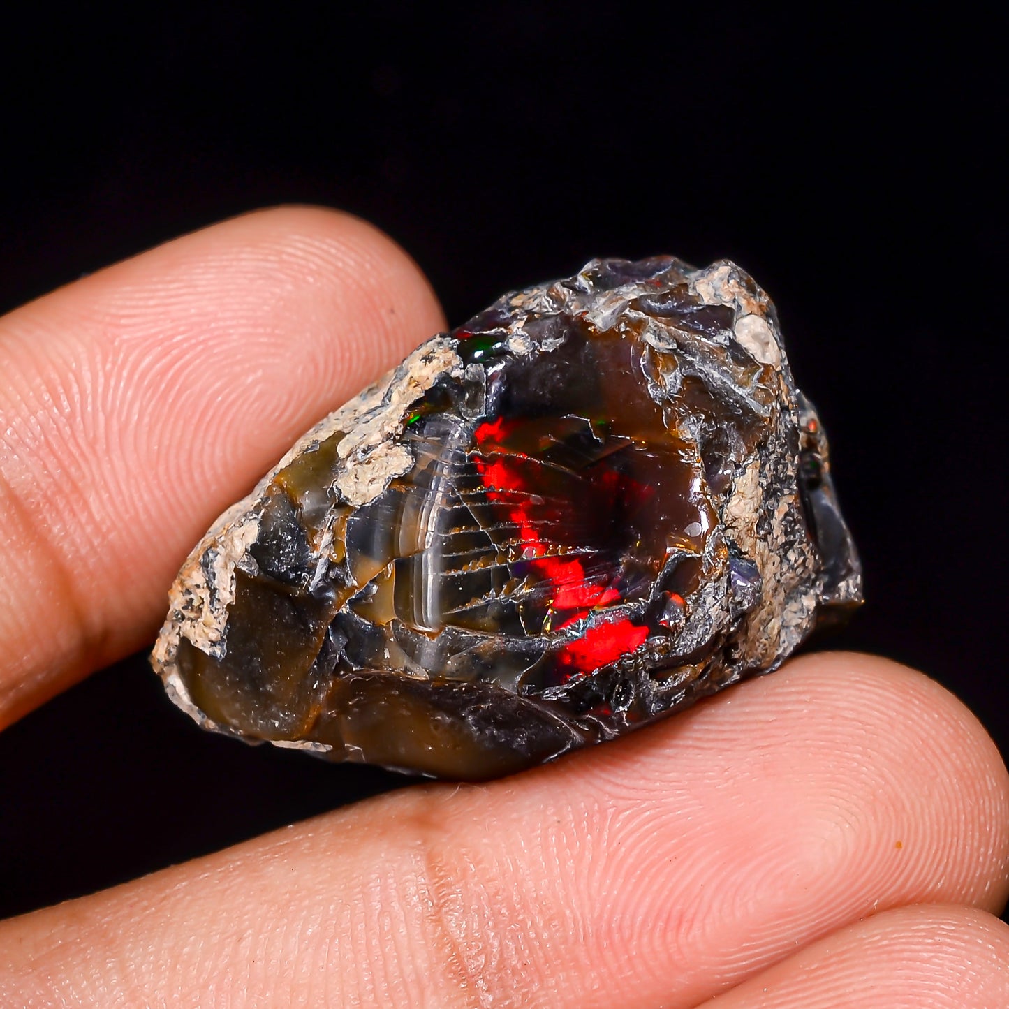 Black Opal 37.5 Carats | Natural Black Ethiopian Opal Rough - Ready for Cutting & Jewelry