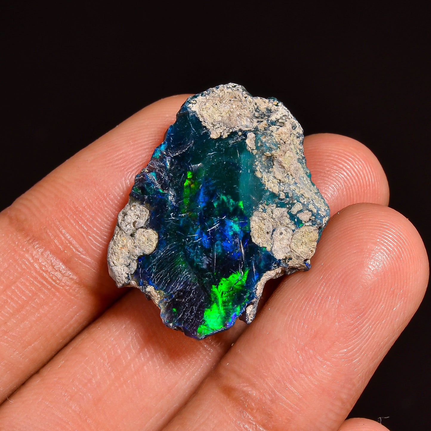 Black Opal 9.50 Carats | Natural Black Ethiopian Opal Rough (Smoked) - Ready for Cutting & Jewelry!