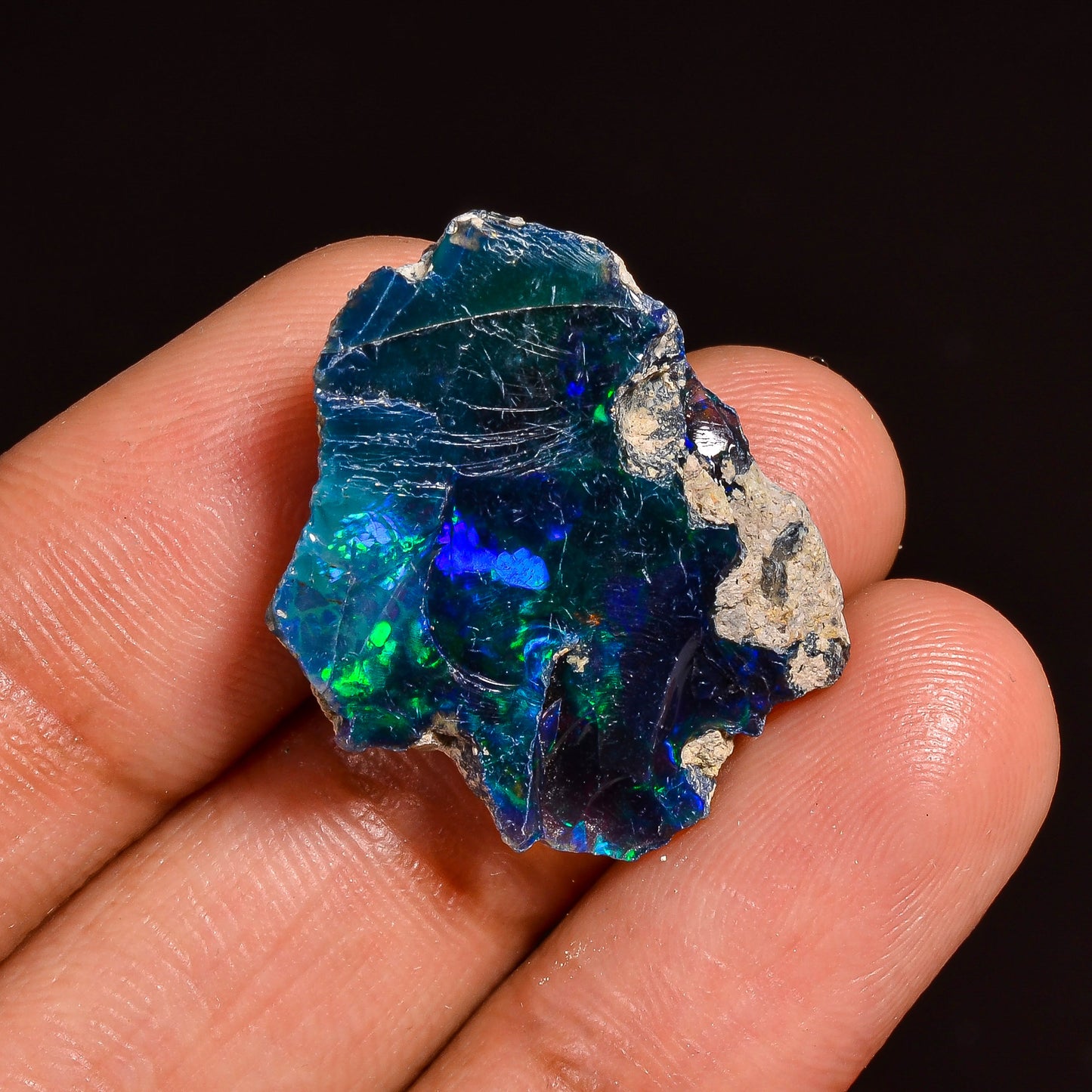 Black Opal 9.50 Carats | Natural Black Ethiopian Opal Rough (Smoked) - Ready for Cutting & Jewelry!