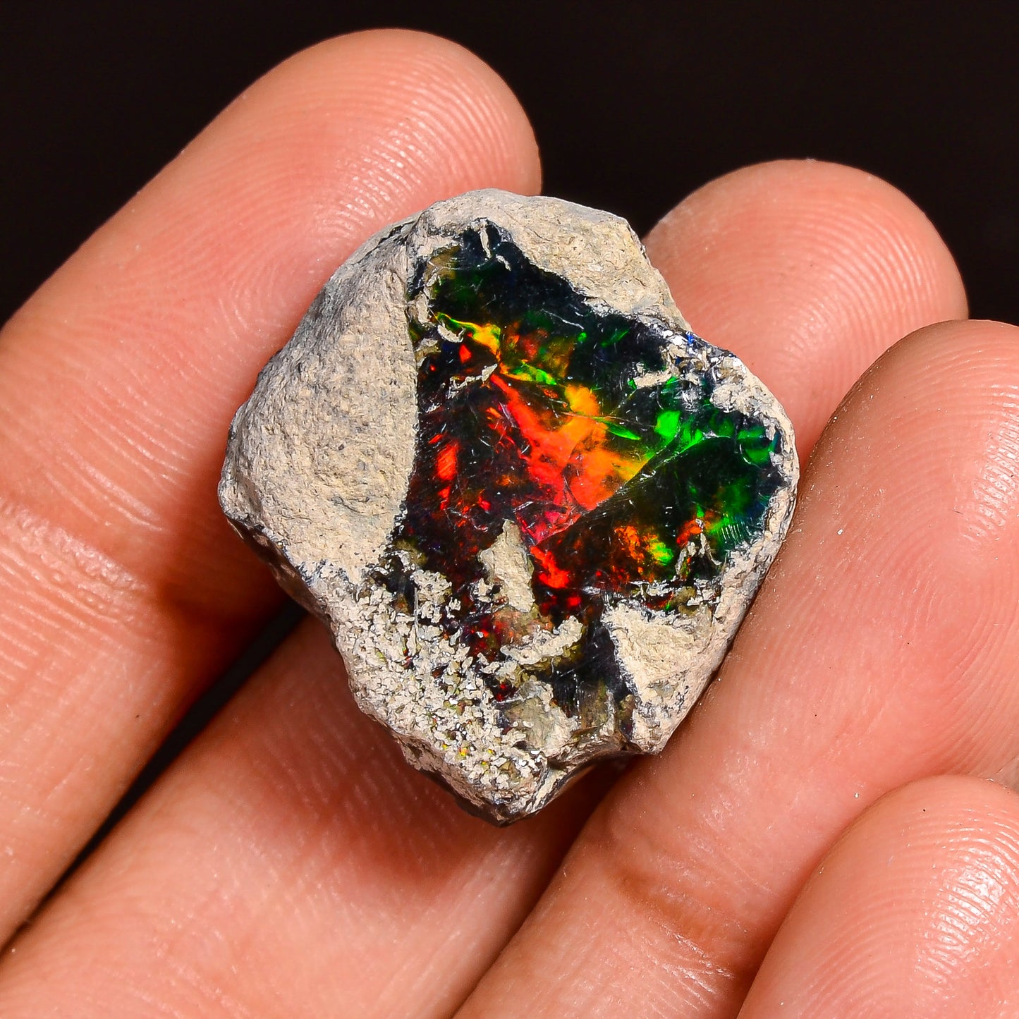 Black Opal 18.50 Carats | Natural Black Ethiopian Opal Rough (Smoked) - Ready for Cutting & Jewelry!
