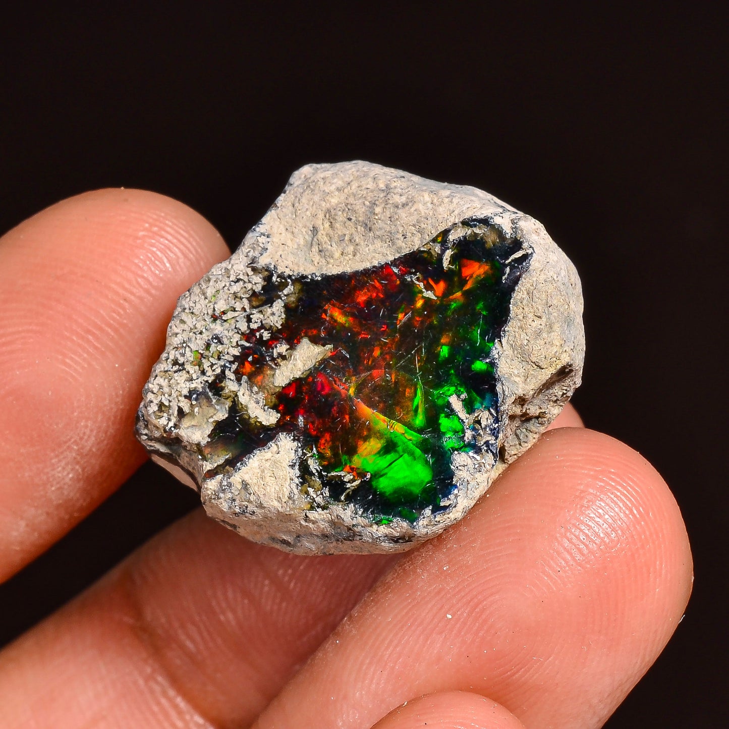 Black Opal 18.50 Carats | Natural Black Ethiopian Opal Rough (Smoked) - Ready for Cutting & Jewelry!