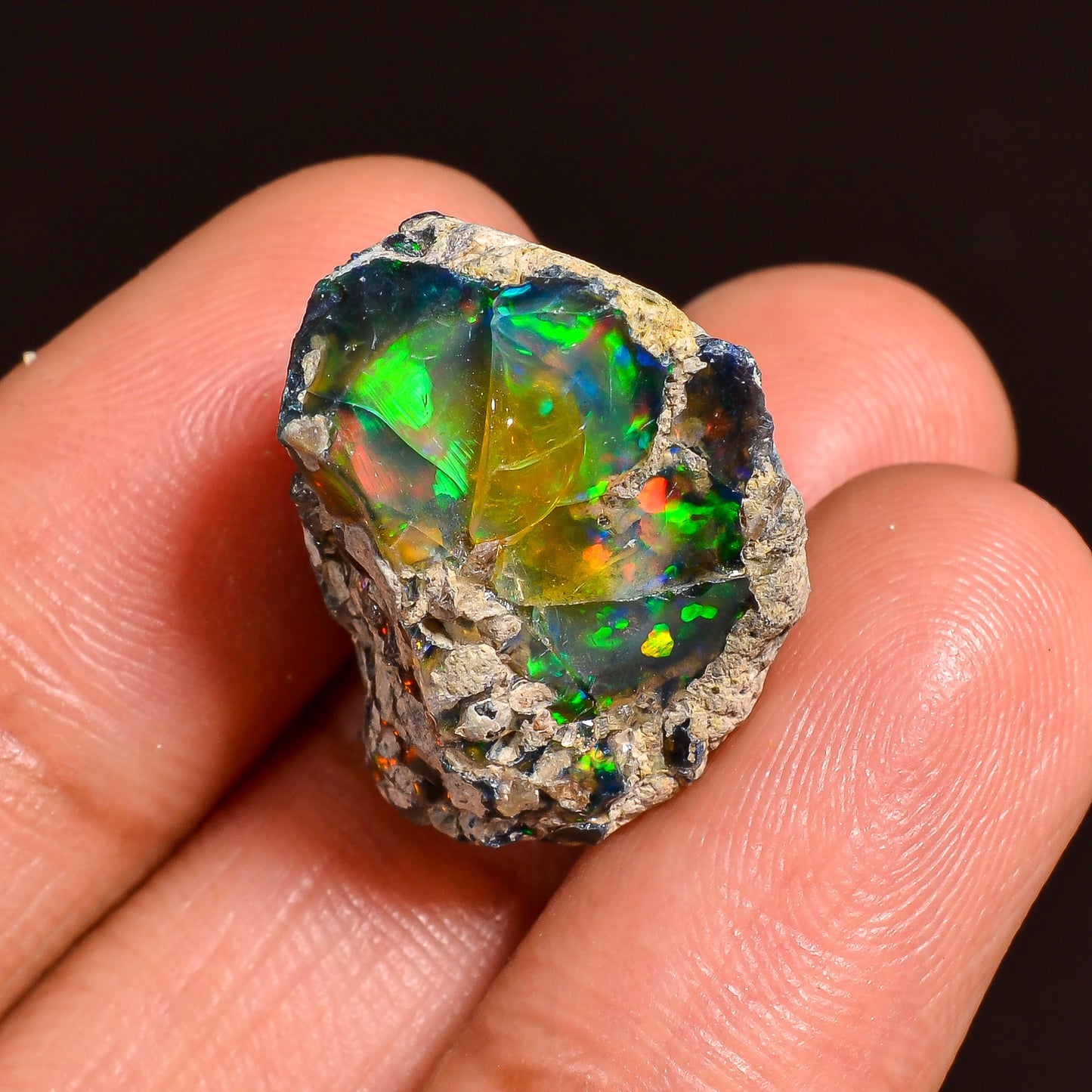 Black Opal 18.00 Carats | Natural Black Ethiopian Opal Rough - Ready for Cutting & Jewelry