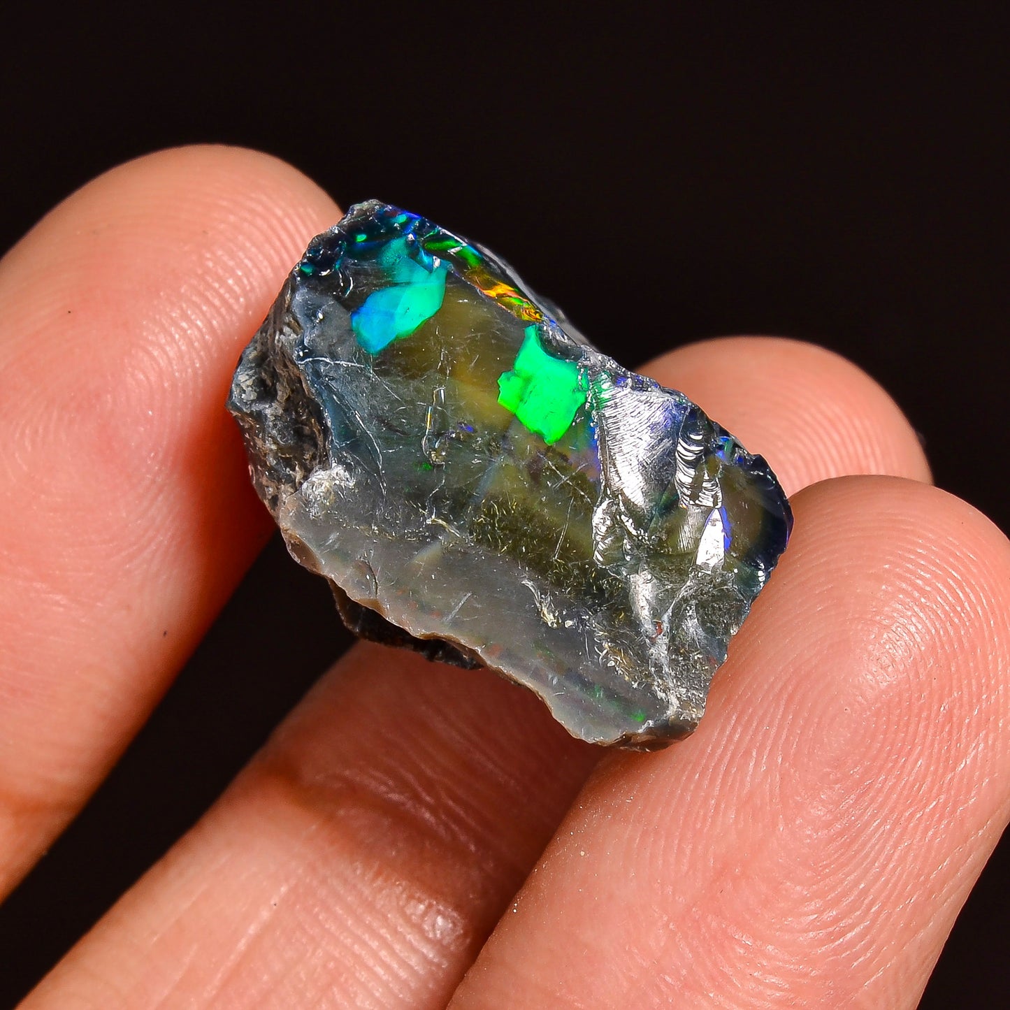 Black Opal 15.00 Carats | Natural Black Ethiopian Opal Rough - Ready for Cutting & Jewelry